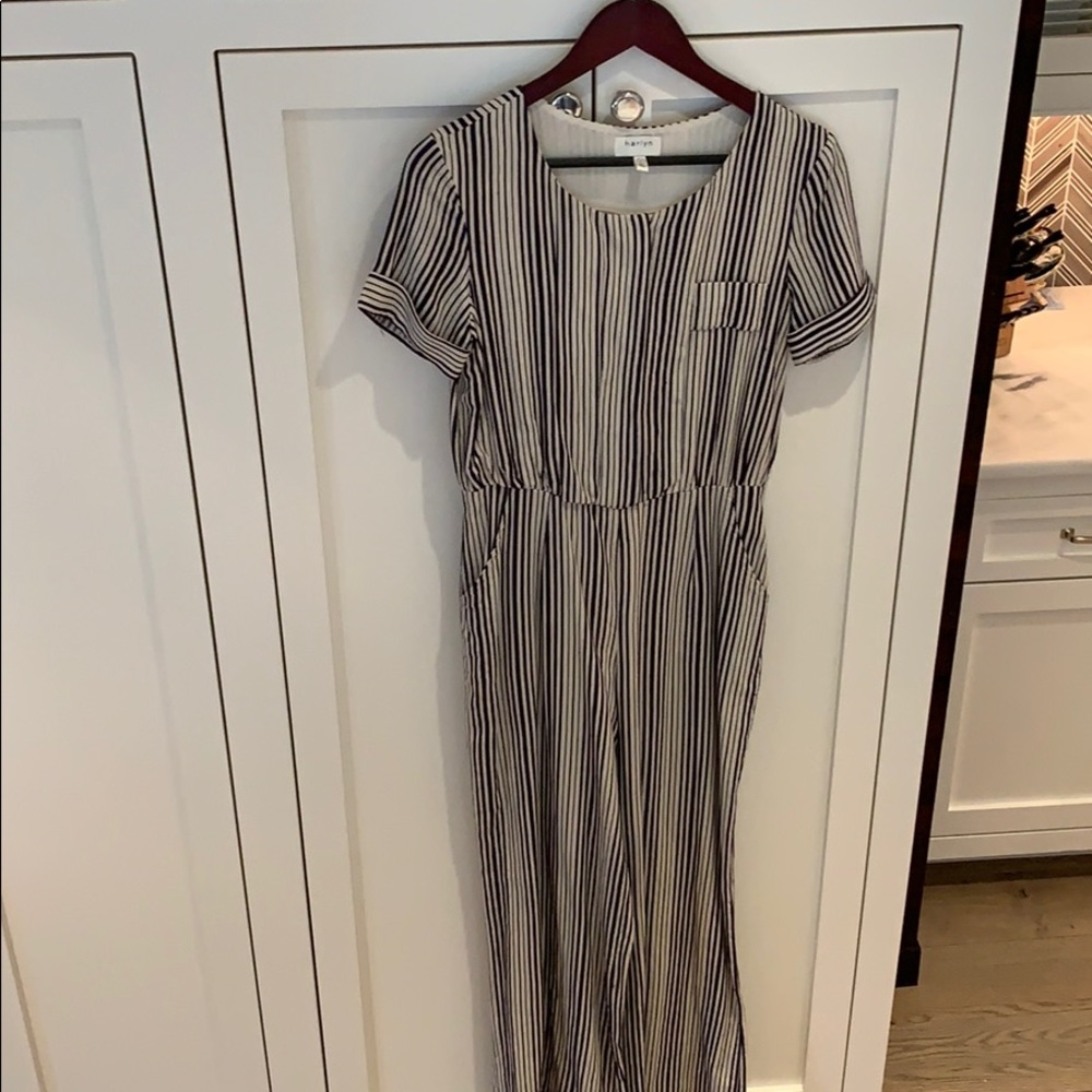 Blue and tan jumpsuit